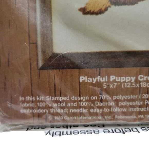 Caron Perkies Playful Puppy Crewel Kit 5"x7" 1980's Vintage Needlepoint DIY Craf - Picture 5 of 8